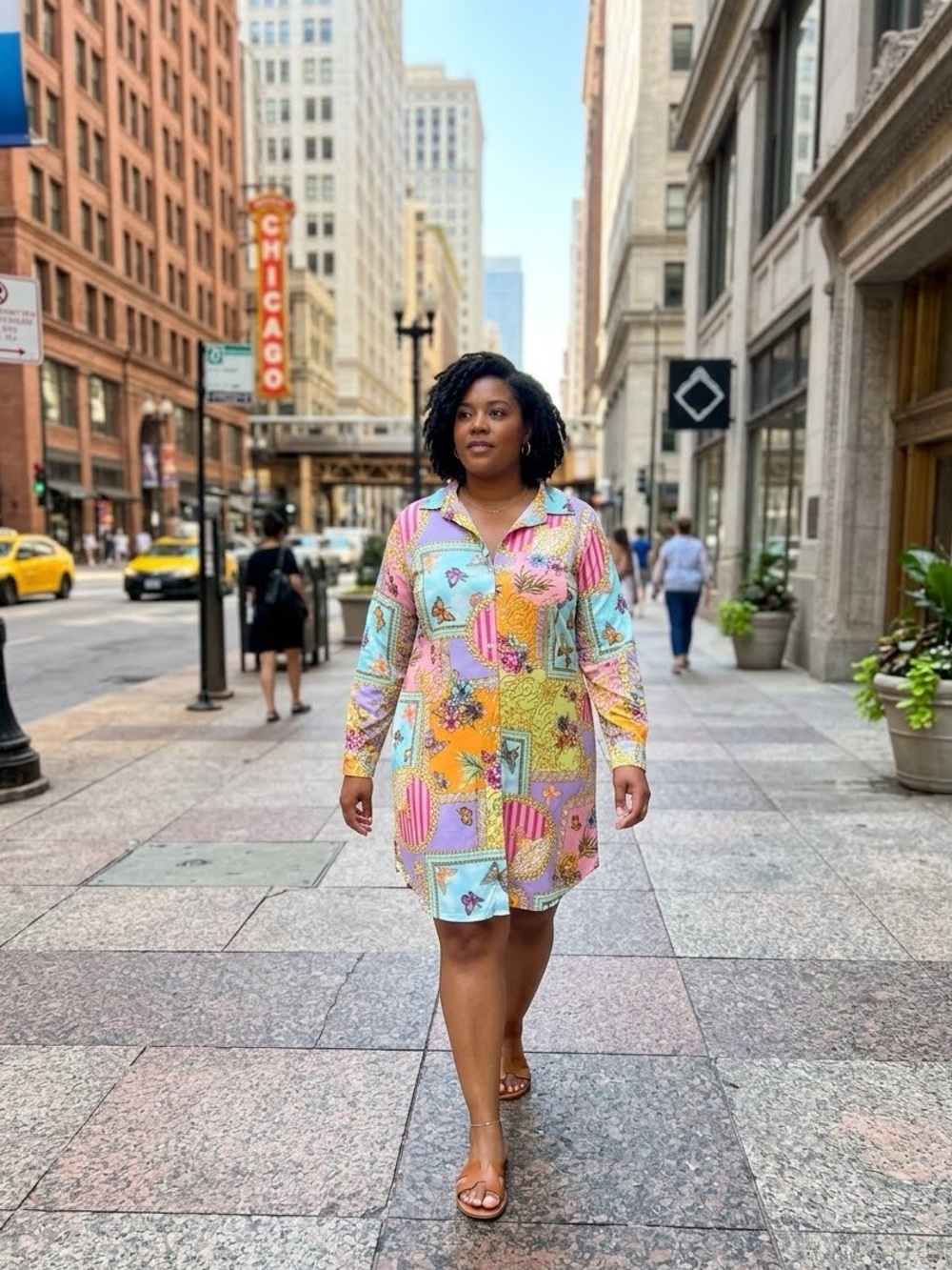 Plus size dress Jolie & joy 2X  Patchwork Long-Sleeve Shirt Dress - Pastel